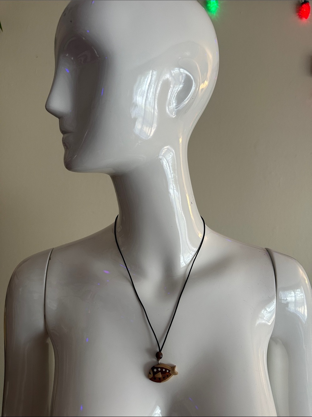 Handmade Fish Pendant Necklace in Brown and Black